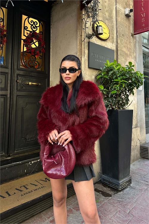 Kadın Şal Yaka Astarlı Kürk Ceket – Düğmeli Oversize Geniş Kalıp HSZ003 