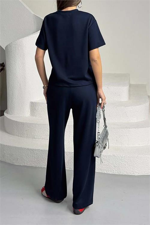 Kadın Lacivert Modal Kumaş Alt Üst Takım – Rahat Kesim Günlük Şık Kombin HSZ013 