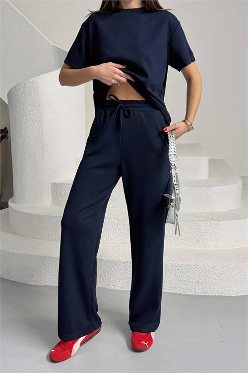 Kadın Lacivert Modal Kumaş Alt Üst Takım – Rahat Kesim Günlük Şık Kombin HSZ013 